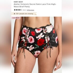 Victoria's secret luxe stretch silk satin lace trim high waist brief panty SMALL